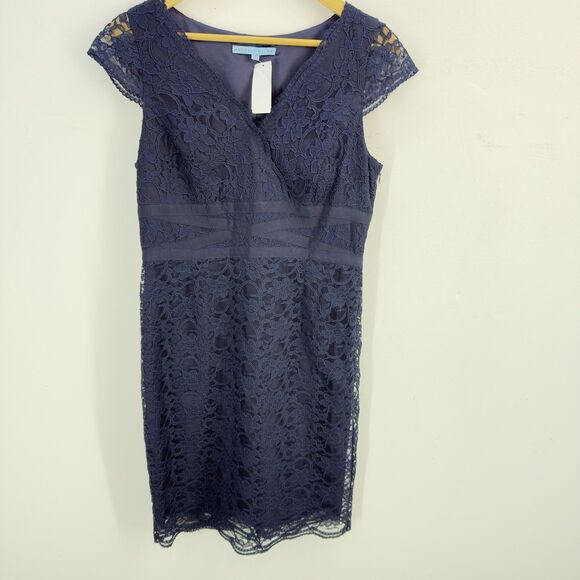 ANTONIO MELANI Dresses & Skirts - New Antonio Melani blue short sleeve lace mini sheath dress size 8